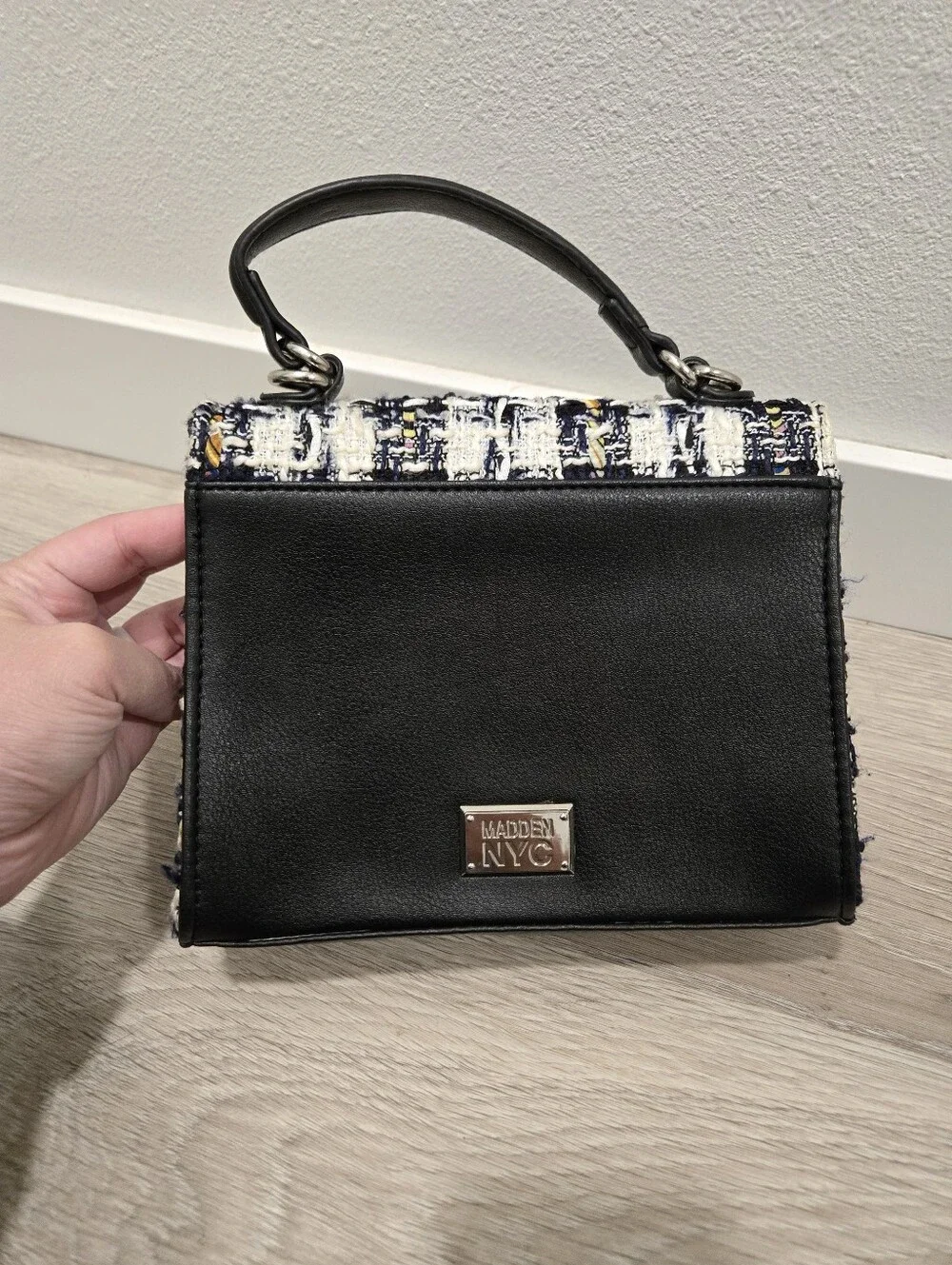 Madden NYC Navy & White plaid Handbag